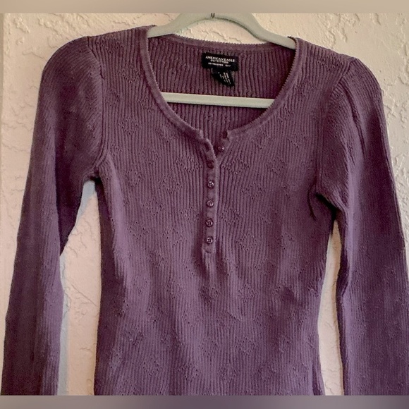 American Eagle Outfitters Purple Ribbed Long Sleeve Sweater - Picture 2 of 7